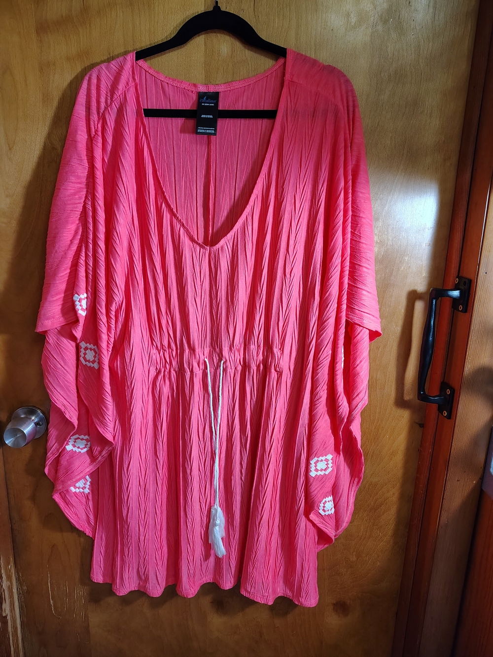 Catalina Coral Pink Boho Tie-Waist V-Neck Coverup